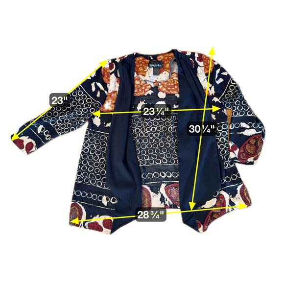 Vintage Anthony Marc Hankins Open Front Tribal Ruana Lagenlook Wrap Sz XL - Picture 5 of 5